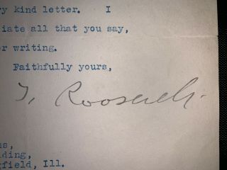 President Theodore Teddy Roosevelt TLS typed letter signed autographed 2