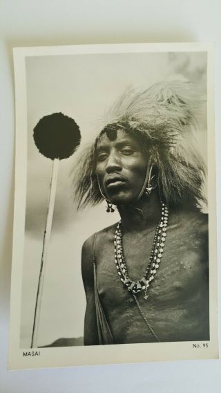 Kenya Masai Warrior Old Postcard Real Photograph