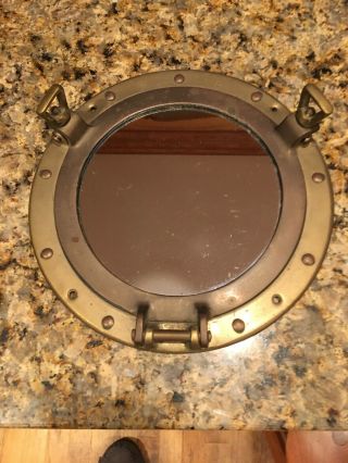 Solid Brass Port Hole Mirror 11 Inches Round