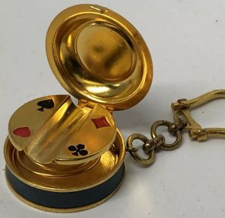 Travel Ashtray Playing Card Suits Mid Century Italian Novelty Key Ring Keychain