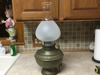 Antique Edward Miller Juno Lamp Brass Finish 21” Tall 9” Across