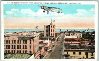 1931 Pensacola Postcard " Lindbergh 