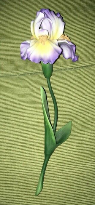 Vintage Andrea By Sadek.  Stem Purple,  Yellow & White Flower.  Ceramic