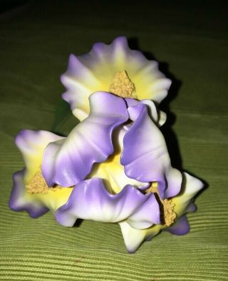 Vintage Andrea By Sadek.  Stem Purple,  Yellow & White Flower.  Ceramic 2