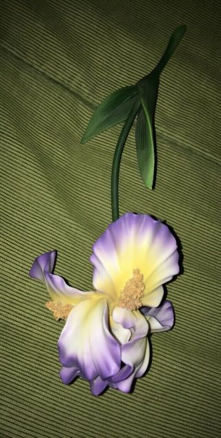Vintage Andrea By Sadek.  Stem Purple,  Yellow & White Flower.  Ceramic 3