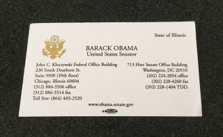 100 Authentic Barack Obama United States Senator From Illinois Business Card