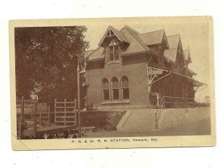 P.  B.  & W.  R.  R.  Station Postcard Newark Delaware De Circa 1915