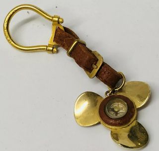 Propeller Compass Mid Century Italian Novelty Key Ring / Keychain Vintage