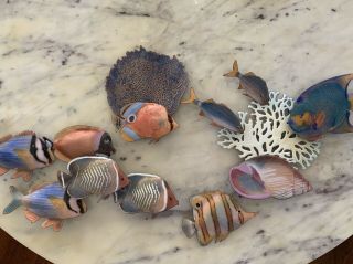 Bovano Of Cheshire,  4pc Fish/coral Sculptures