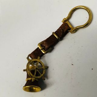 Ship’s Wheel Mid Century Italian Novelty Key Ring / Keychain Vintage 2