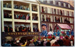 Orleans,  La Postcard Governor House Hotel Mardi Gras Parade Scene C1960s