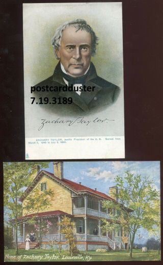 3189 - Zachary Taylor 1910s 12th Us President & His Home Set Of 2 By Tuck