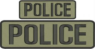 " Police " Embroidery Patch 3x10 And 2x6 Inches Hook Coyote Tan