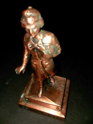 Signed Marjorie Dangerfield Copper Girl Scout Award Figurine 1953 Not Engraved
