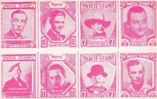 Vintage Movie Stamp Pictures Postcard Frank Merril Tom Tyler Buster Keaton