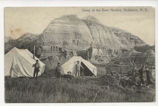 Dickinson,  Nd.  Deer Hunters Camp,  Rifles.  Postmarked 1909 At Rosebud,  Montana