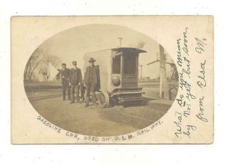Gasoline Car On O & M Railway In Delaware De Rppc Railroad 1906