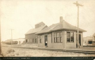 Ind Rppc Railroad Depot Dyer Indiana Real Photo Postcard