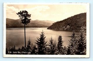 Postcard Id Outlet Bay Priest Lake Rppc Ross Hall Real Photo J7