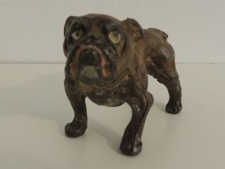 Vintage Antique Germany Cast Bulldog Dog Figurine Hand Painted Pewter Lead
