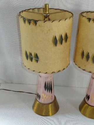 Mid Century Modern Atomic Glass Table Lamps with Fiberglass Shades 2