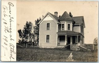 1909 Athol,  South Dakota Real Photo Rppc Postcard House Front View W/ Sd Cancel