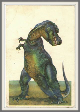 Dinosaur Tyrannosaurus Rex Prehistoric Animals Paleontology Art Vintage Postcard