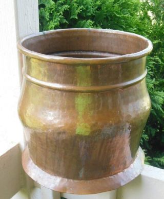 Vintage Copper Hand Hammered Large Potbelly Planter Hand Jointed Seam
