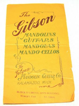 1904 St.  Louis Worlds Fair - - Gibson Mandolin Guitar Co.  Brochure