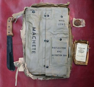 Wwii Casexx Pilot Survival Fixed Blade Machete Survival Kit Fishing Pole Rations