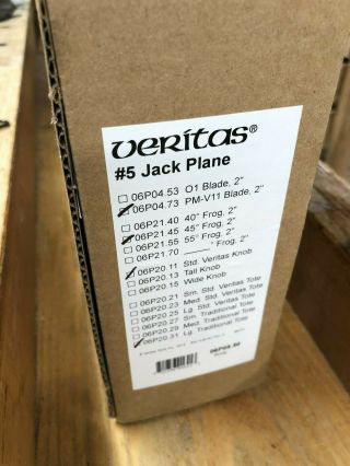 Veritas Custom Jack Plane 5,  45 degree frog,  PM V - 11 blade,  box,  instructions 4