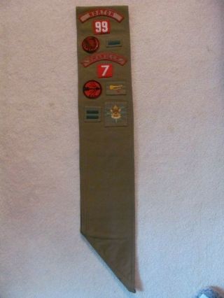 1950 ' s BOY SCOUT SASH w/ 36 MERIT BADGES,  RANK PATCHES PINS & OTHER PATCHES 2