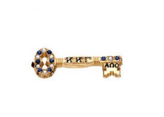 Kappa Kappa Gamma Sorority Pin Or Badge - 10k Gold Sapphire & Pearls