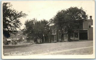 Cumberland,  Iowa Rppc Photo Postcard " West Side Lower Main " Street Scene 1910s