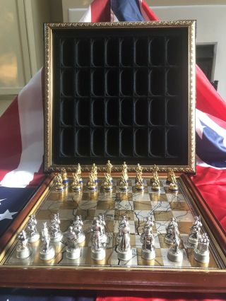 Franklin Civil War Chess Set Gettysburg Gold And Silver Limited Edition 4