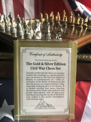 Franklin Civil War Chess Set Gettysburg Gold And Silver Limited Edition 6