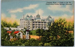 Eureka Springs,  Arkansas Postcard Crescent Hotel " A Castle In The Air " Linen