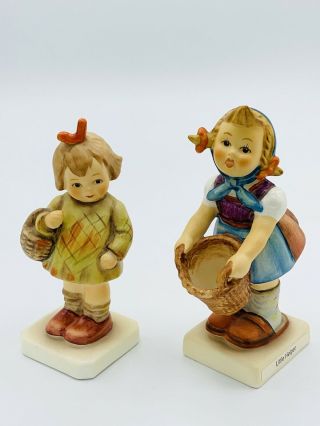 2 Vintage Goebel Hummel Figurine Little Helper And I Brought You A Gift Tmk6