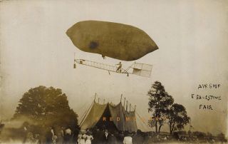C - 1910 East Palestine Ohio Real Photo Postcard: Airship At The Fair