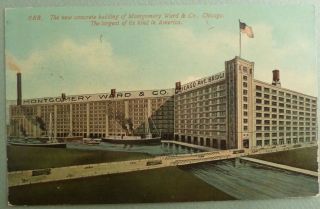 Chicago Illinois Postcard Antique Montgomery Wards Department Store Building Il