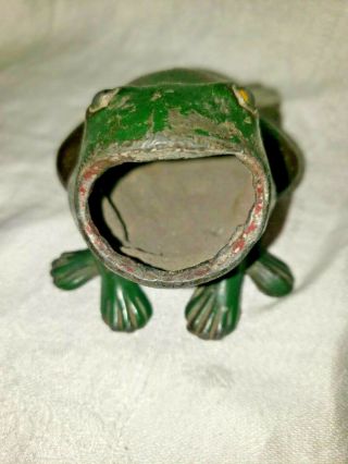 Antique FROGGIE Ashtray Paper Weight Figure Open Mouth 1920s Frog 3 