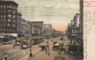 Orleans,  Louisiana,  Pu - 1906; Canal Street,  Trolleys