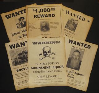 Set Of 6 Moonshine Wanted Posters Popcorn Sutton,  Big Haley,  Hatfield,  More