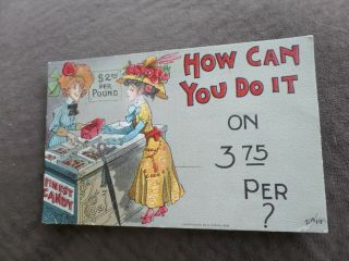 Artist Signed Dwig Postcard Victorian Lady Buying Candy Salamanca,  Ny 1911