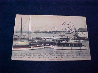 Orig Vintage Chinese China Postcard Custon Harbour Of Shanghai 1908 Wuhu