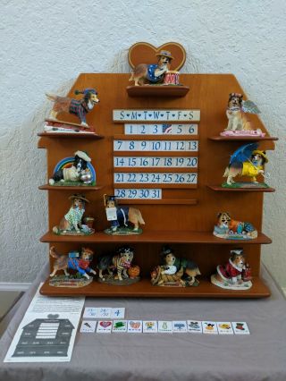 Danbury Complete Set Of 12 Collie Sheltie Perpetual Calendar Dogs,  Calendar