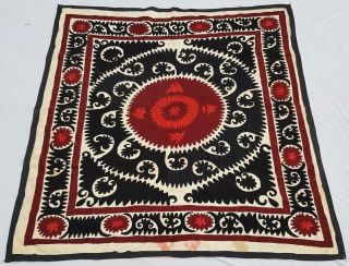 56 " X 50 " Vintage Uzbek Suzani Silk Embroidery Ethnic Kuchi Wall Tribal Tapestry