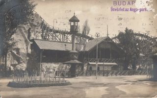 Amusement Park Angolpark Budapest Hungary Roller Coaster Real Photo Postcard