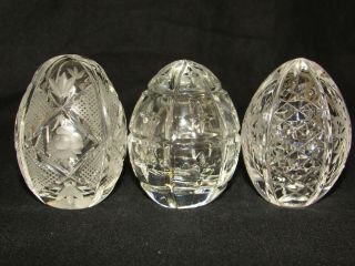 Faberge Crystal Egg Set Of Three 2 1/4 " Signed And Numbered 0061 0109 0252