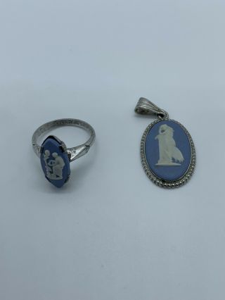 Sterling Silver Cameo Ring And Pendant Made In England Size 6 Vintage Wedgwood